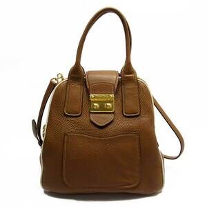 Miu Miu handbag shoulder bag brown gold white leather classic favorite